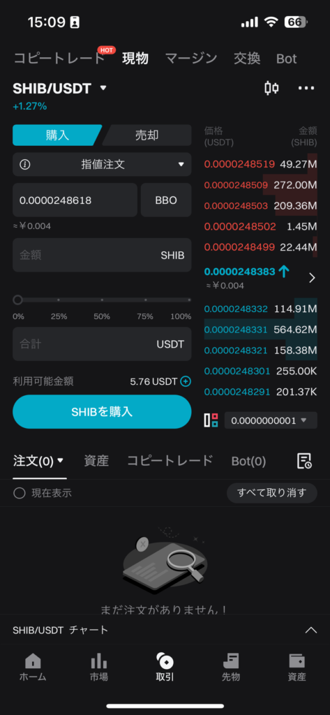 Bitgetの画面