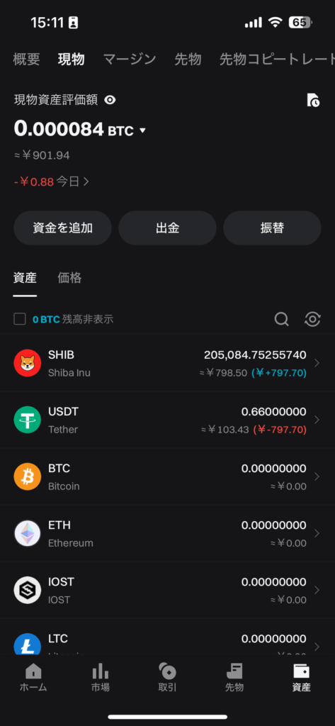 Bitgetの画面